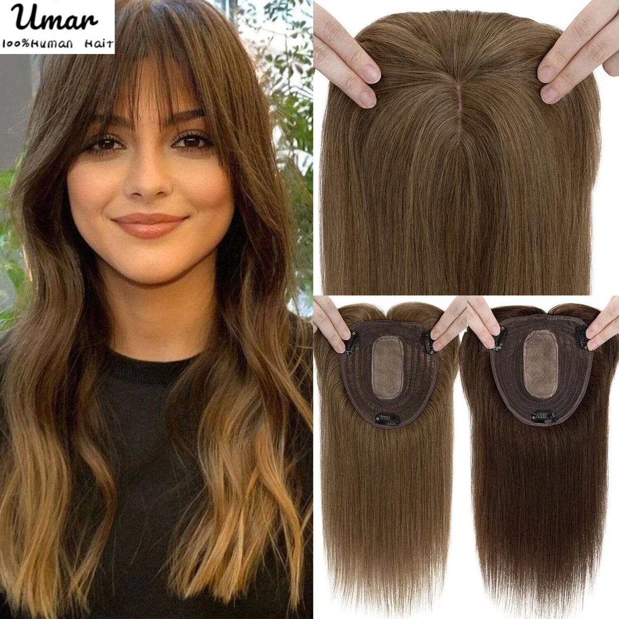 Hair Topper With Bangs Women 100% Human Hair