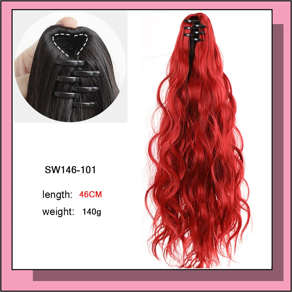 AS Long Wavy Straight Claw Clip On Ponytail