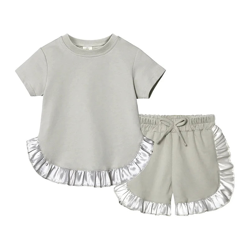 Kids Clothes Girls Outfits Short Sleeve Ruffle T-shirts