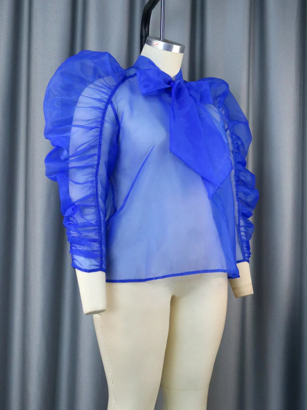 Women See Through Blouse Puff Sleeve Tops Sexy