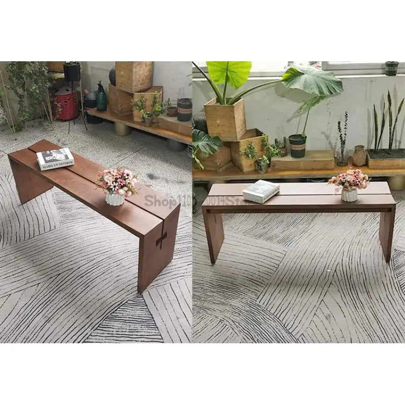 Nordic Solid Wood Bench Home Living Room Long