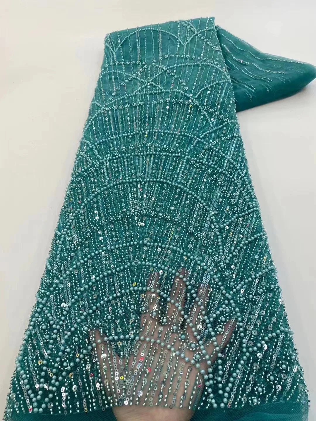 High Quality Beaded Lace Fabrics for Wedding Fabric