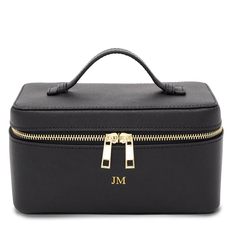 Ladies Saffiano Split Leather Travel Toiletry Case Bag