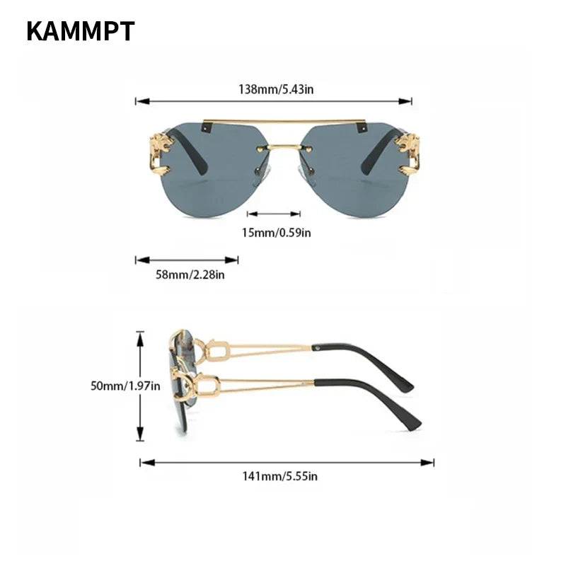 Vintage Rimless Sunglasses Men Women Trendy Aviator Gradient