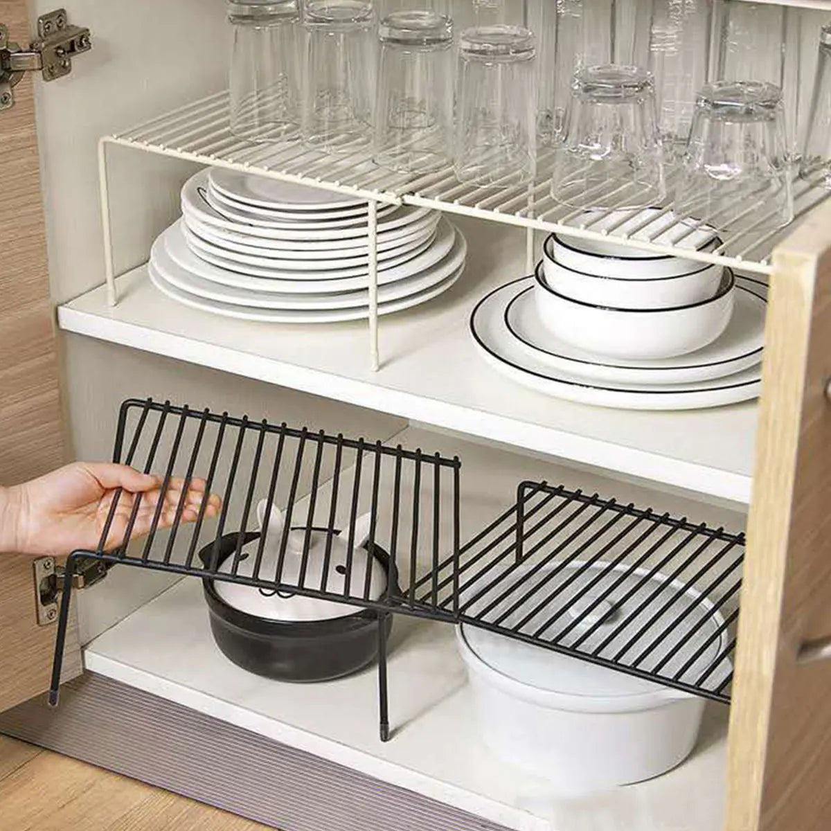 Retractable Kitchen Shelf Multifunctional Expandable Stackable Sliding Rack