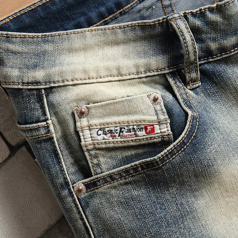 Vintage Jeans Splicing Shorts Men's Summer New Fashion