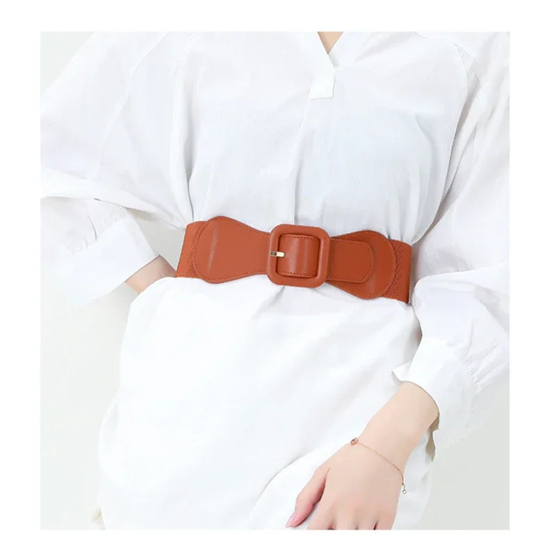 Women's Fashion Wide Belt Square Pin Buckle Imitation