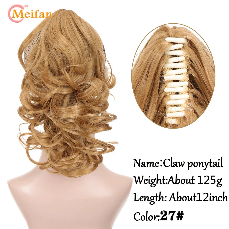 MEIFAN Long Synthetic Wavy Clip in Hair Ponytail