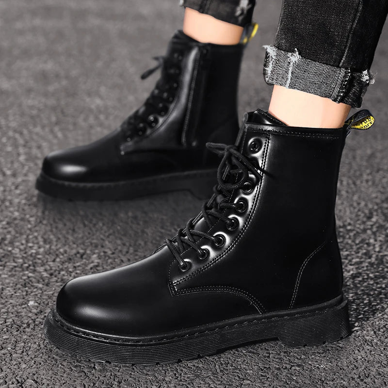 Leather Boots Man Autumn Winter High Top Classic