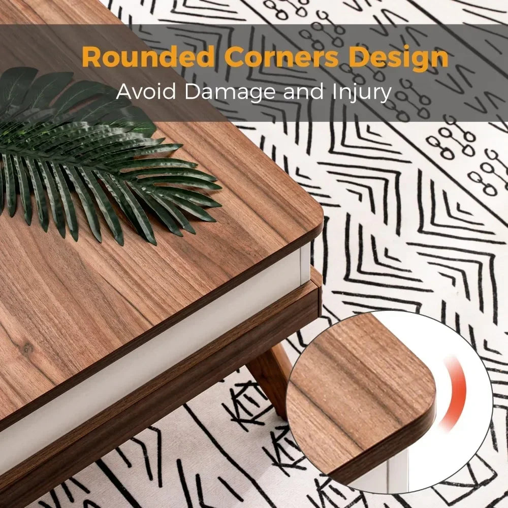 Easy-to-Assembly Center Table With Hidden Storage Compartment Modern