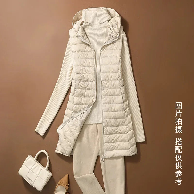 Women's Autumn/Winter X-long Hooded Sleeveless Jackets 2023 New