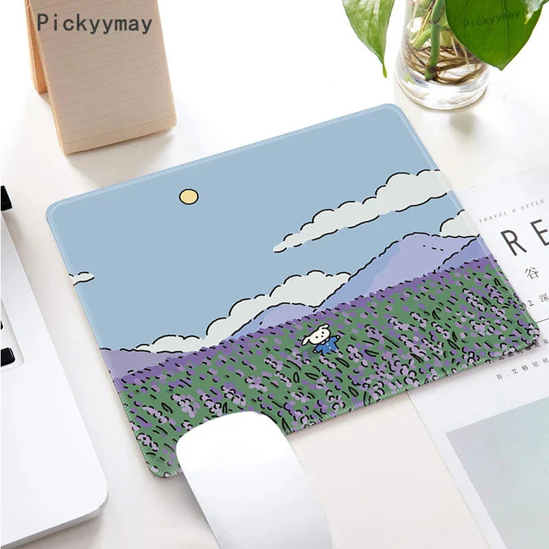 Small Mouse Pad Green Cute Flower Mousepad Kawaii