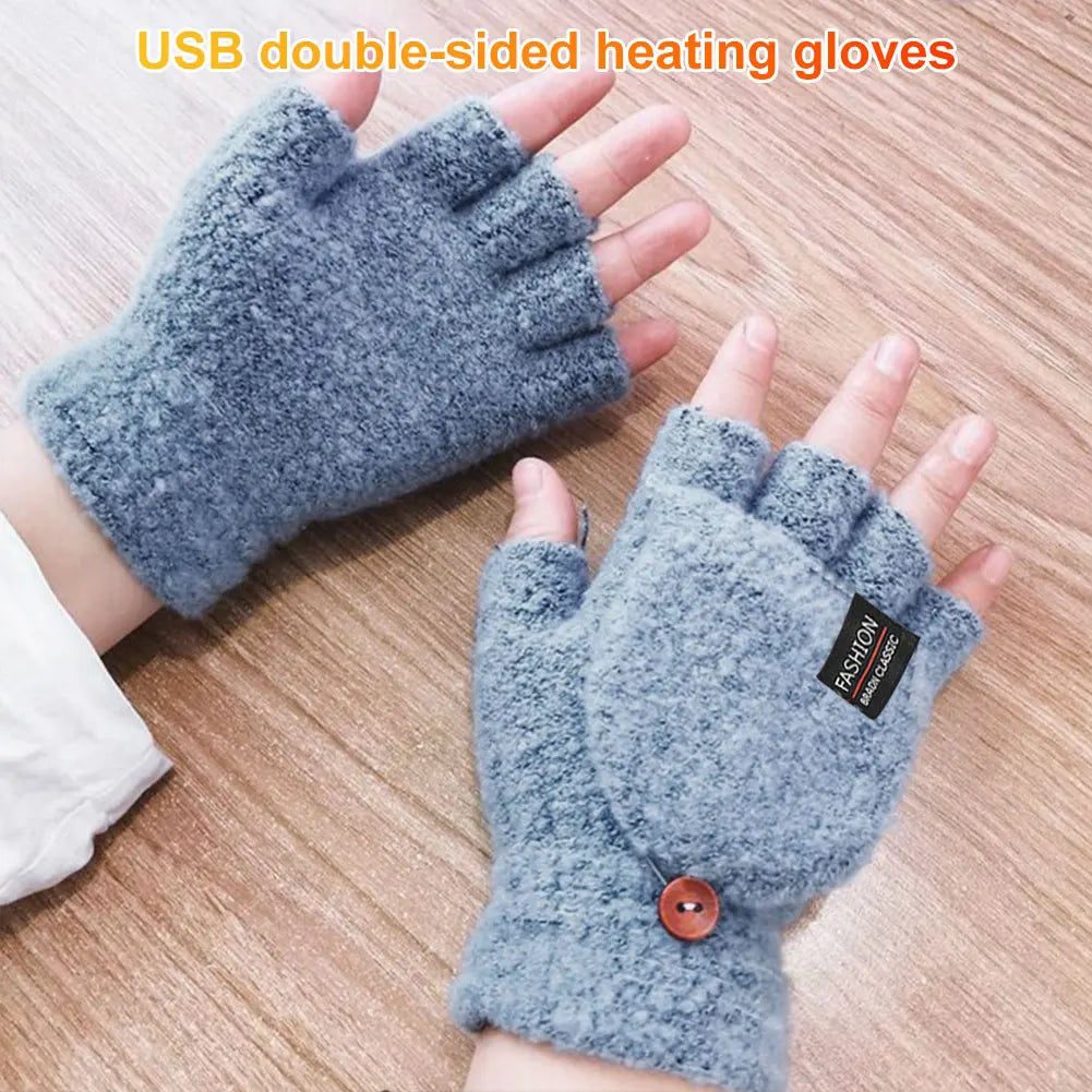 Double-Sided Heating Gloves Adjustable Temperature Rechargable Mittens Washable