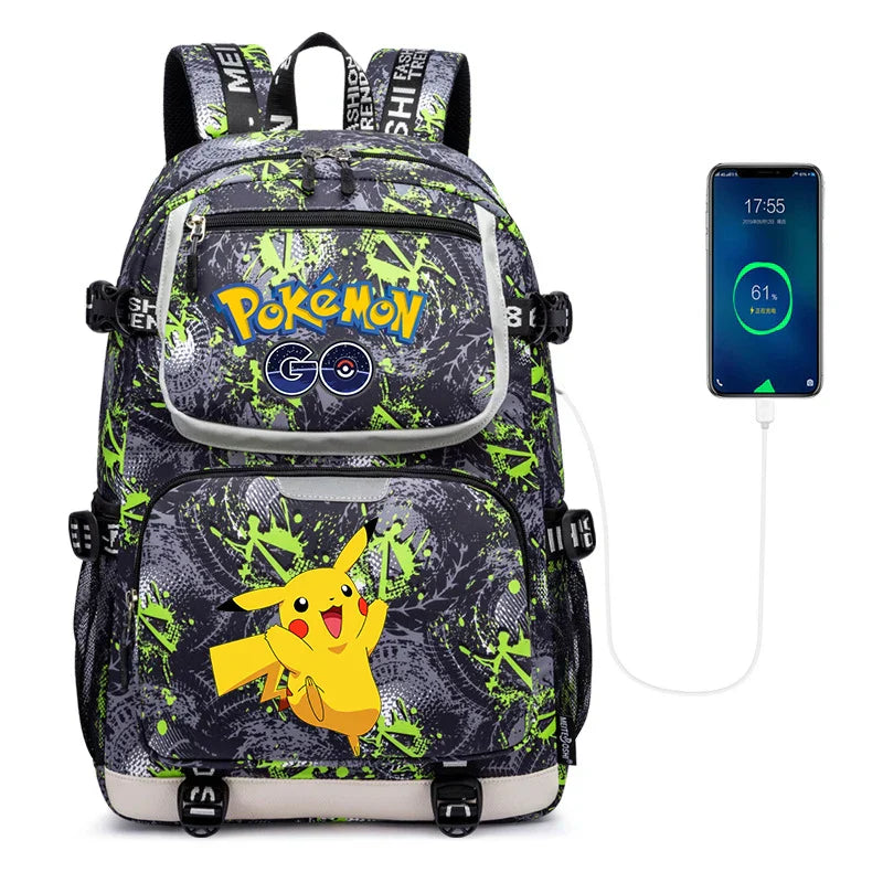 Pokemon Squirtle Cartoon School Bag USB Charging Large