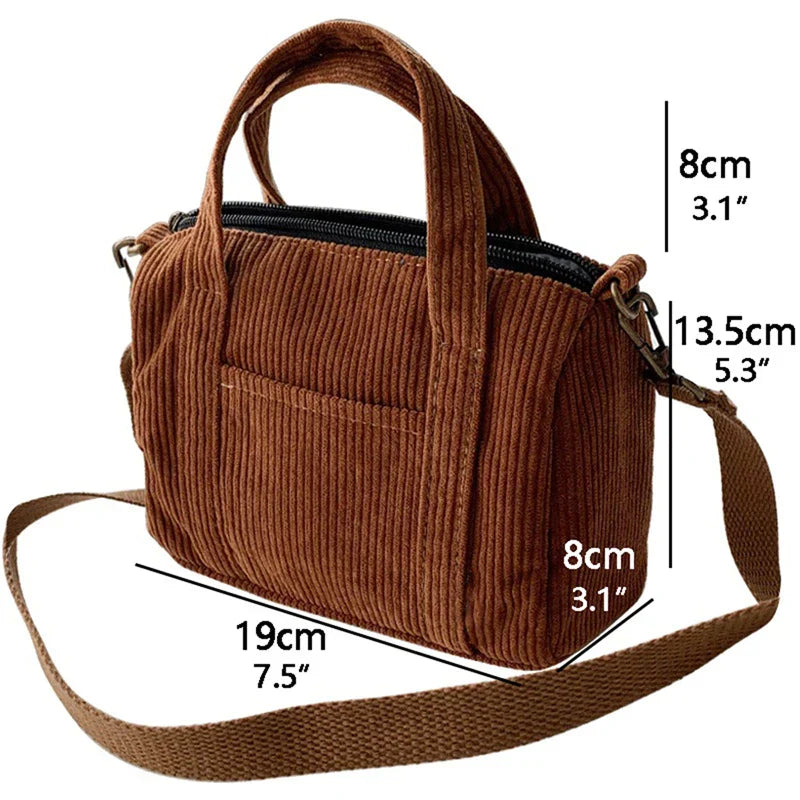 New Women's Mini Corduroy Shoulder Bag Female Canvas
