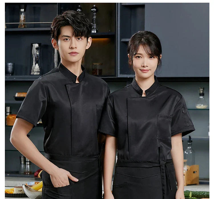 Mens Chef Jacket Short Sleeve Kitchen Cook Shirt