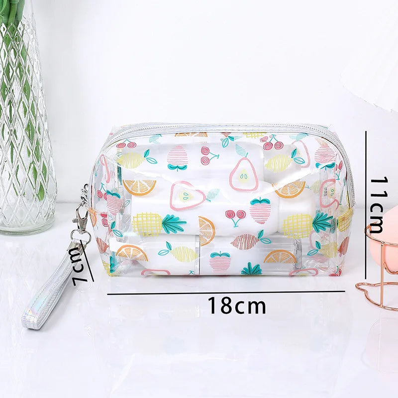 Strawberry Butterfly Fruit Print Clear Makeup Bag Fashion