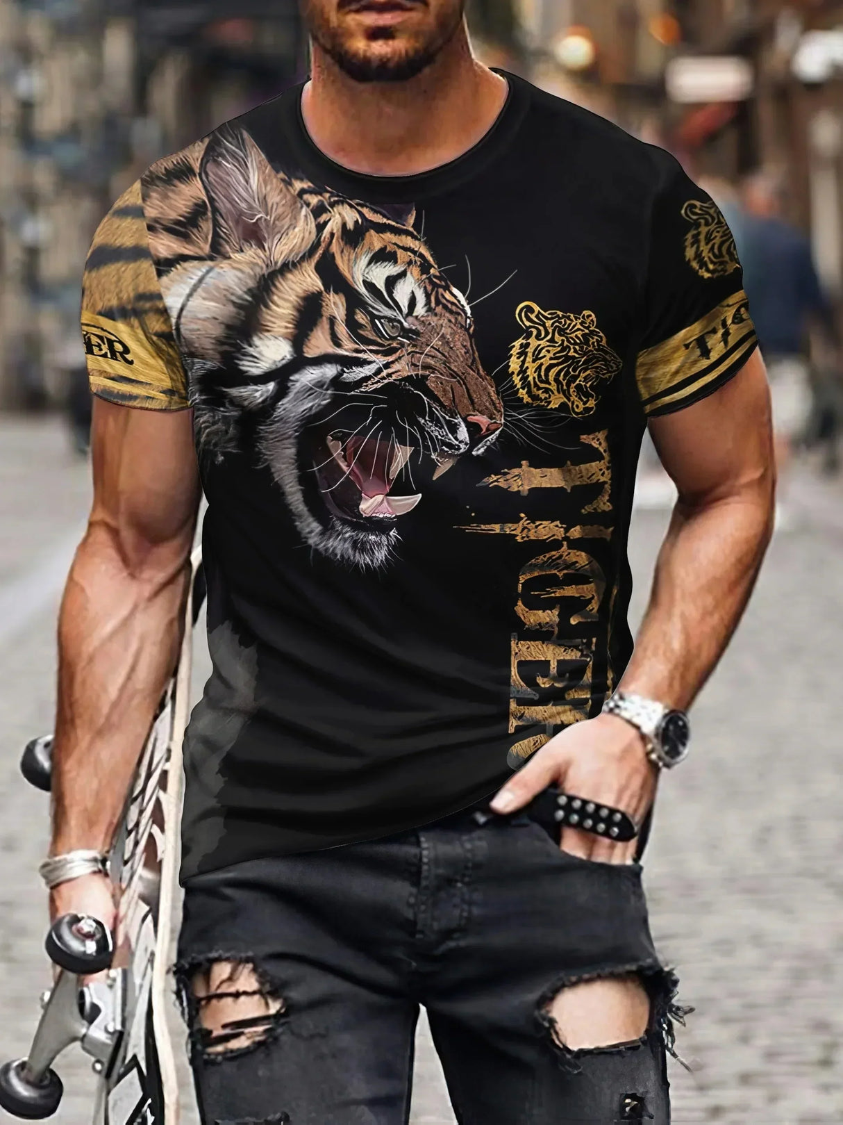 2024 Men's Summer New 3D Printing Fierce Lion