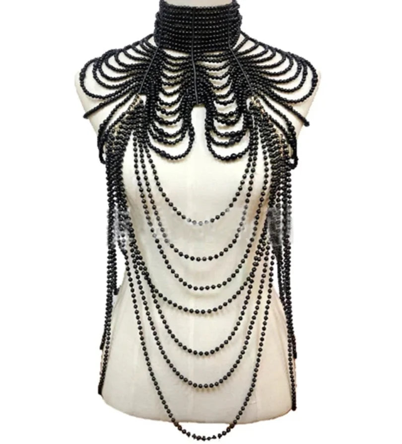 Women Body Chain Sexy Pearl Body Bra Chain