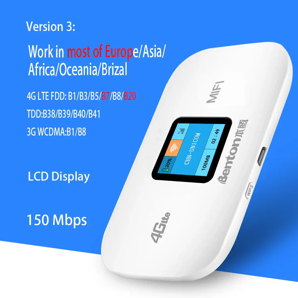 Benton Wifi Router Portable Mini 3G4G Unlocked Lte