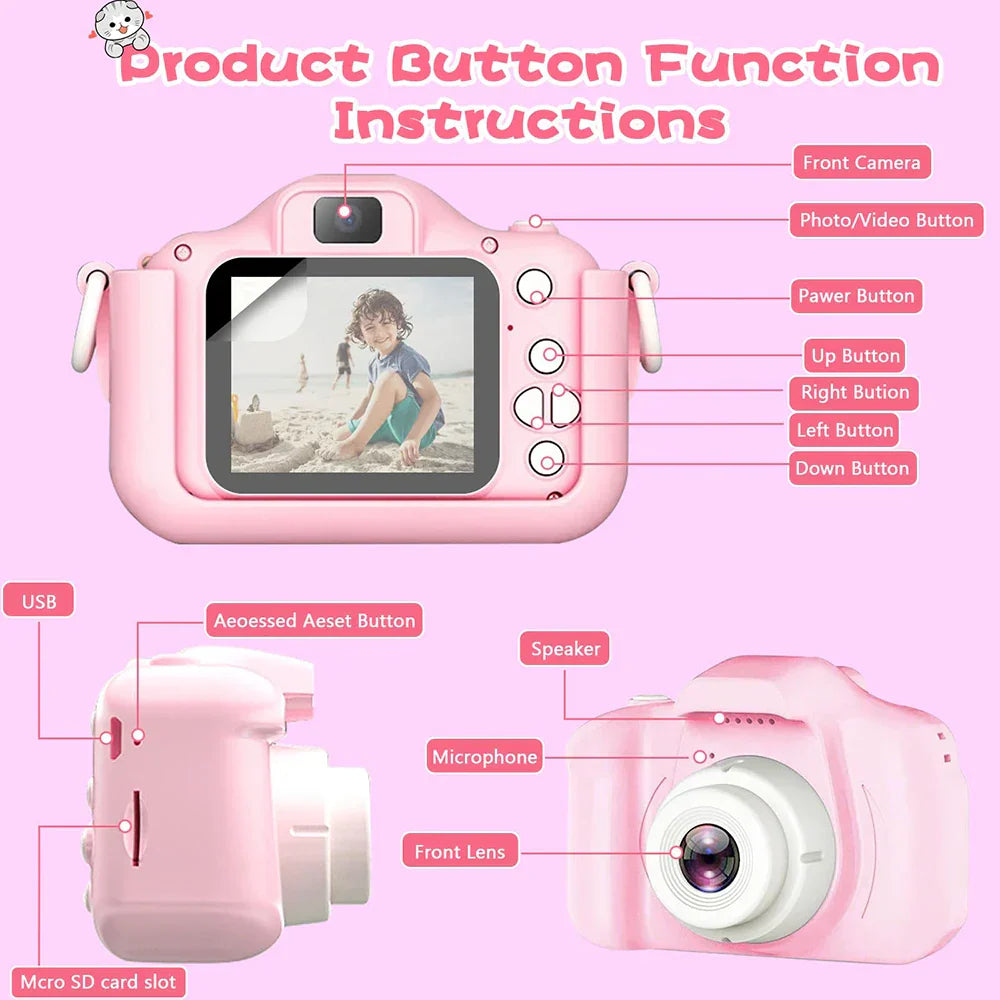 Kids Camera Toys Cute Horse Unicorn 32MP1080P HD