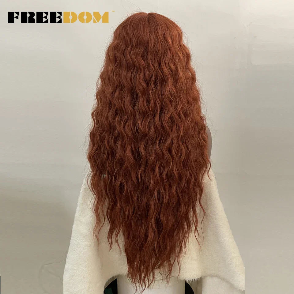 FREEDOM Synthetic Lace Wig Long Deep Wavy Ombre