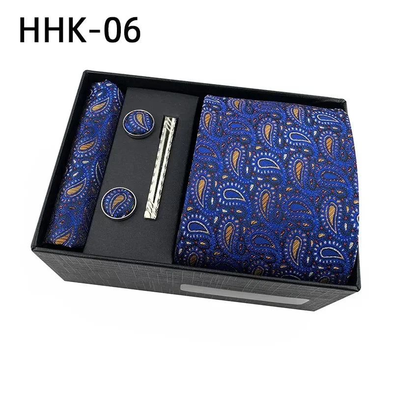 100Silk Feel Set Classic Ties for Men Kerchief