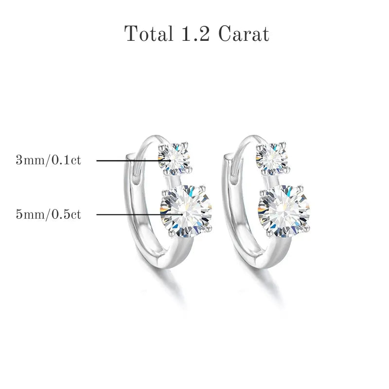 TBCYD 5mm D Color Moissanite Hoop Earrings For
