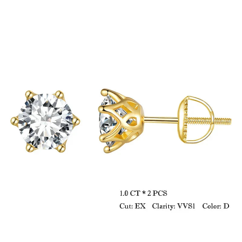 BAMOER Moissanite Stud Earrings, D Color Brilliant Round