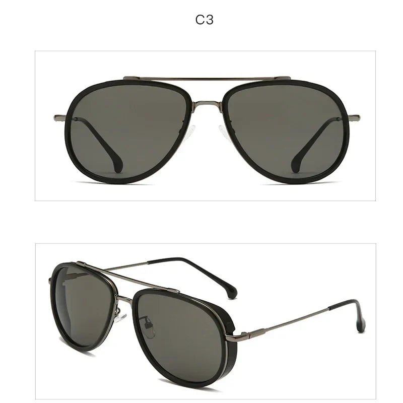 Retro Aviator Sunglasses Men Metal Frame Sunglasses Men