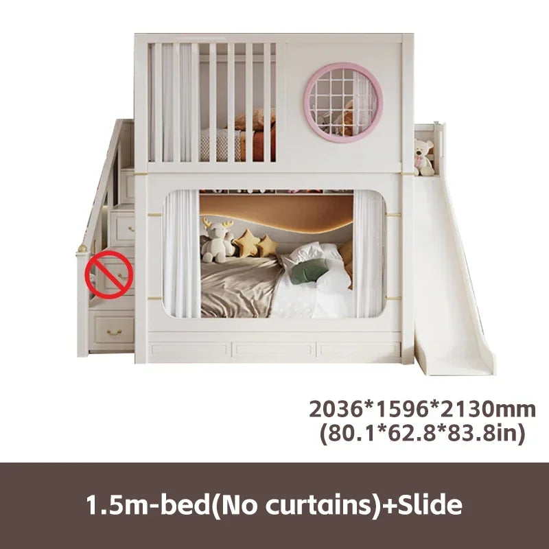 Modern High And Low Kids Bed With Ladder