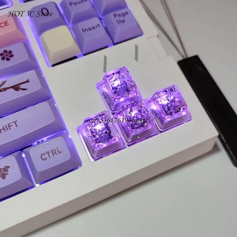 Backlit Keycaps Durable Resin Pink Foil Keycap OEM