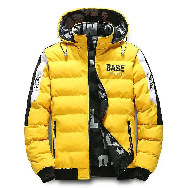 Men Autumn Winter Hooded Jacket Warm Comfortable Padded