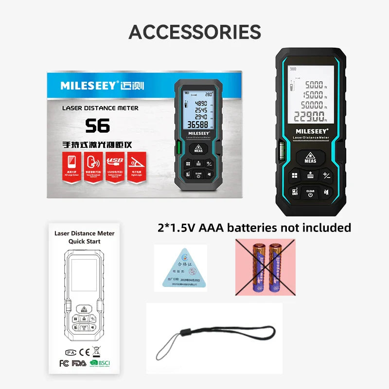 Mileseey S6 Laser Distance Meter 40m/120m, Rangefinder