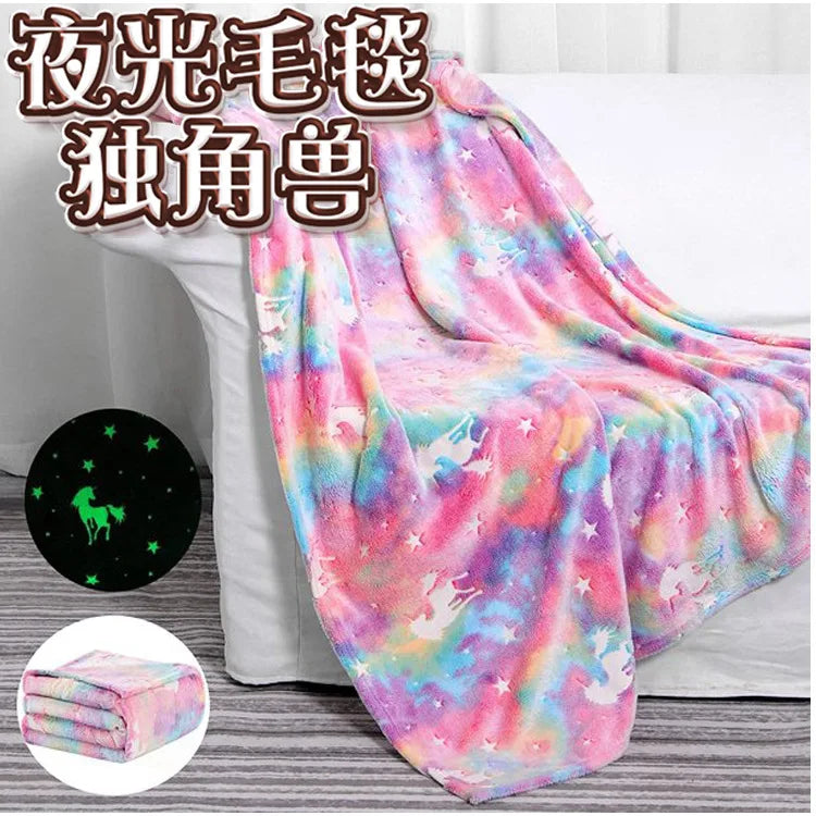 Glow in The Dark Throw Blanket Luminous Unicorns