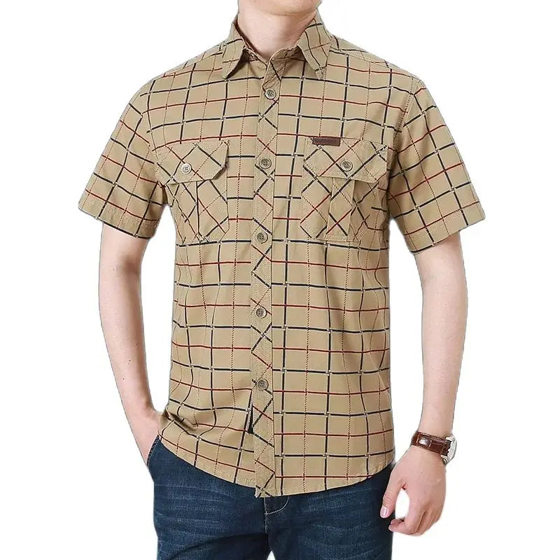 New Mens Short Sleeve Casual Cargo Shirt With