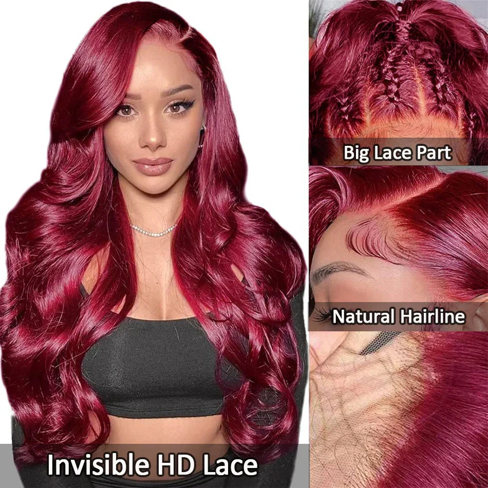 99J Burgundy 13x6 Lace Front Human Hair Wig