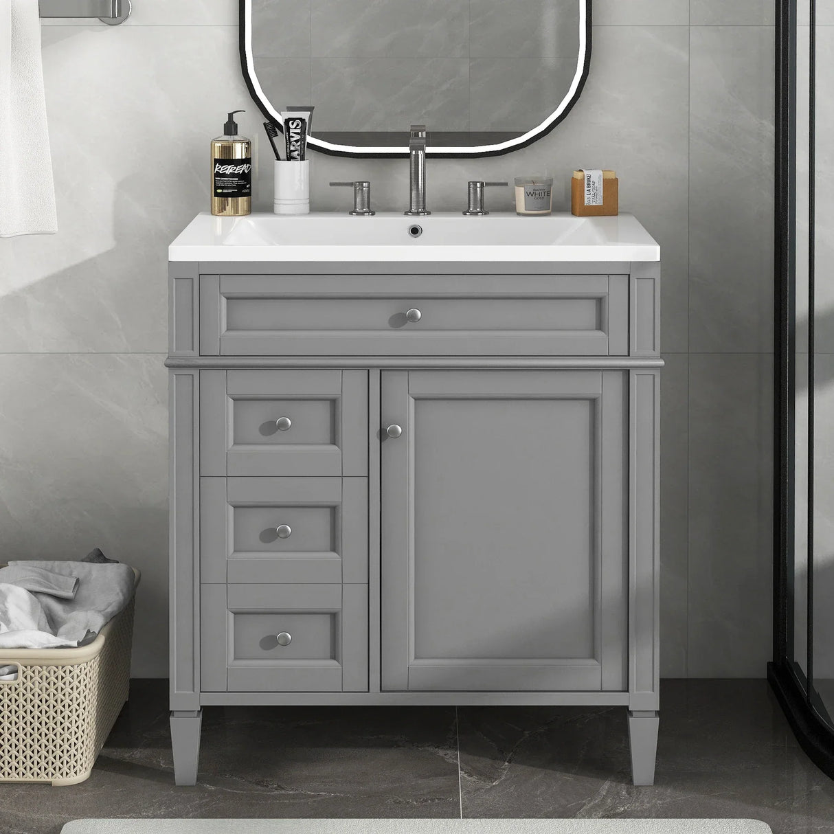 30'' Bathroom Vanity with Top Sink,Bathroom Storage Cabinet