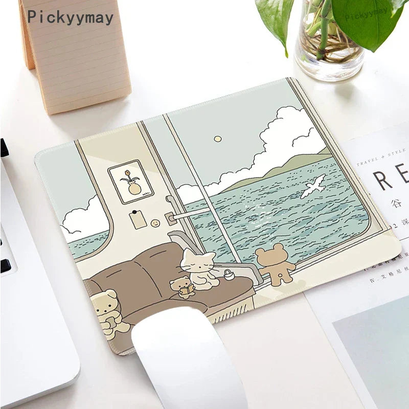 Small Mouse Pad Green Cute Flower Mousepad Kawaii