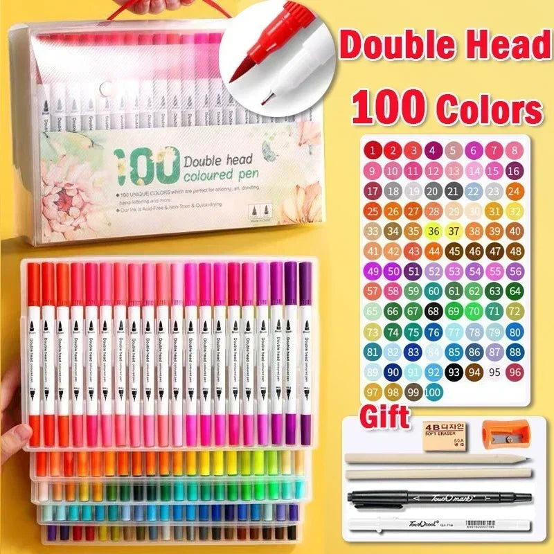 168 Color Marker Pen Set Manga Double-Headed Comic