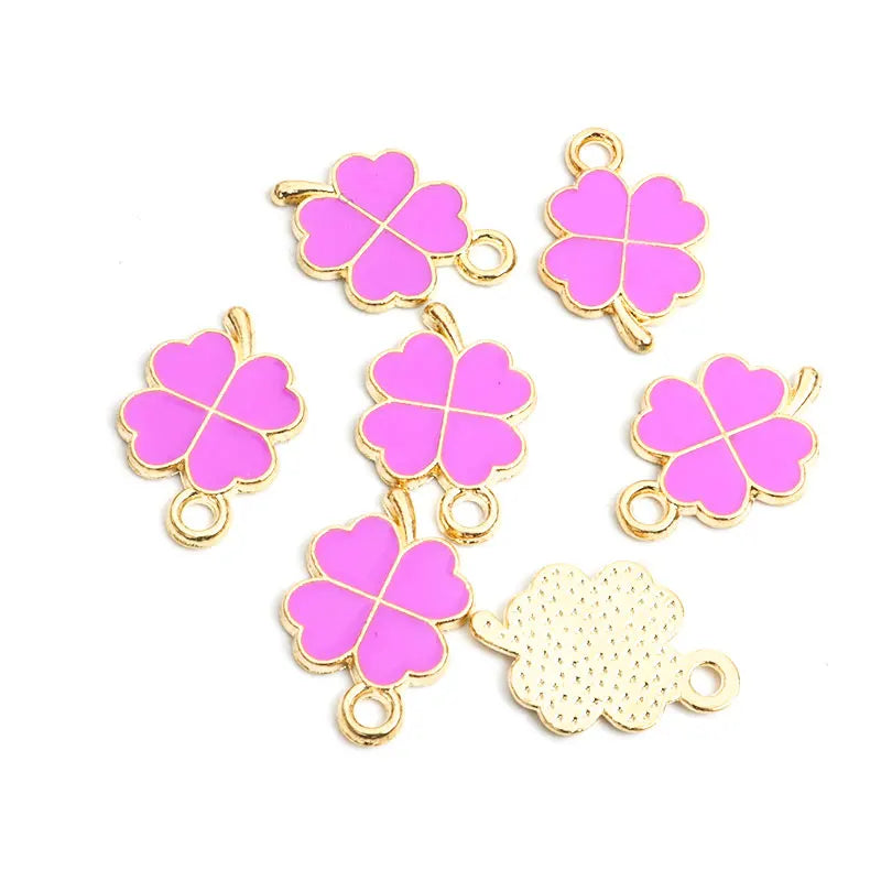 Dopamine Fourleaf Clover Enamel Charms 20pcs DIY Necklace