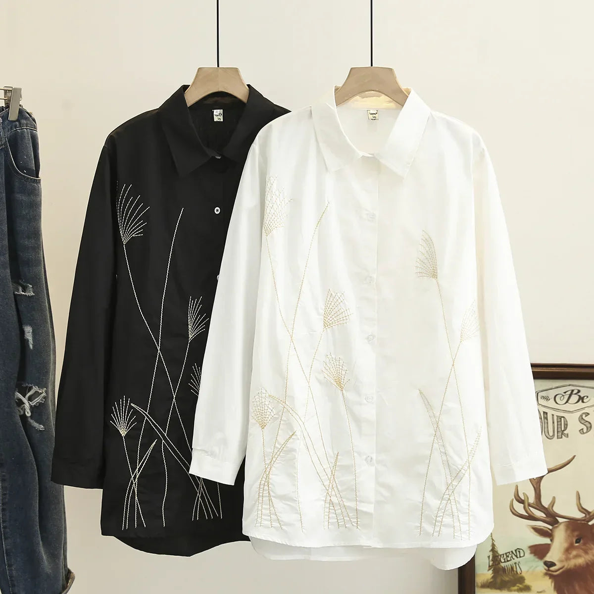 4XL Plus Size Shirt Women 2023 Spring Vintage