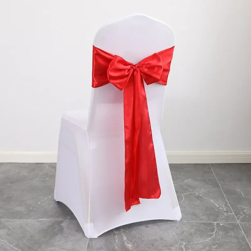 Wholesale 10/50pcs Satin Chair Bow Sashes Wedding Chair
