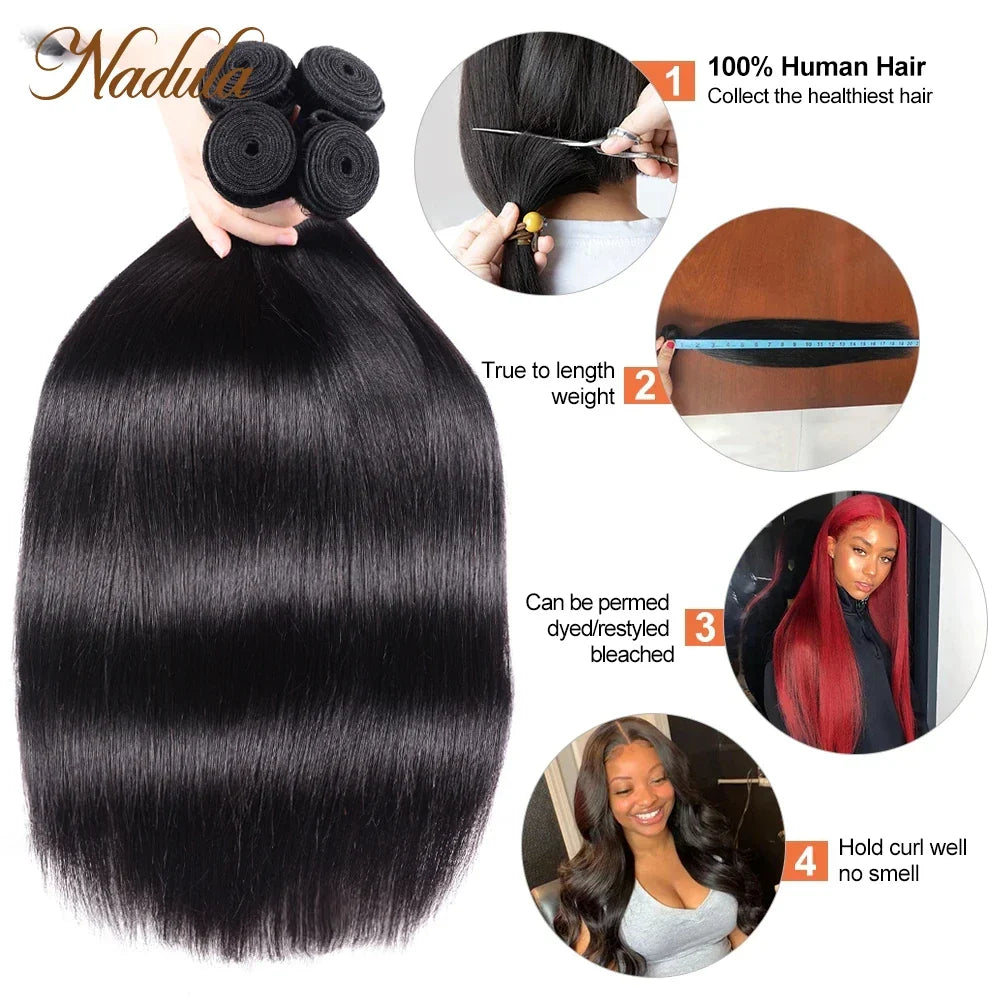 Nadula Straight Bundles Human Hair Weave 3 Bundles