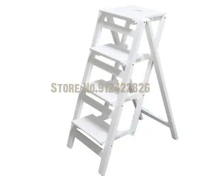 Solid Wood Household Multifunctional Folding Ladder Chair Indoor