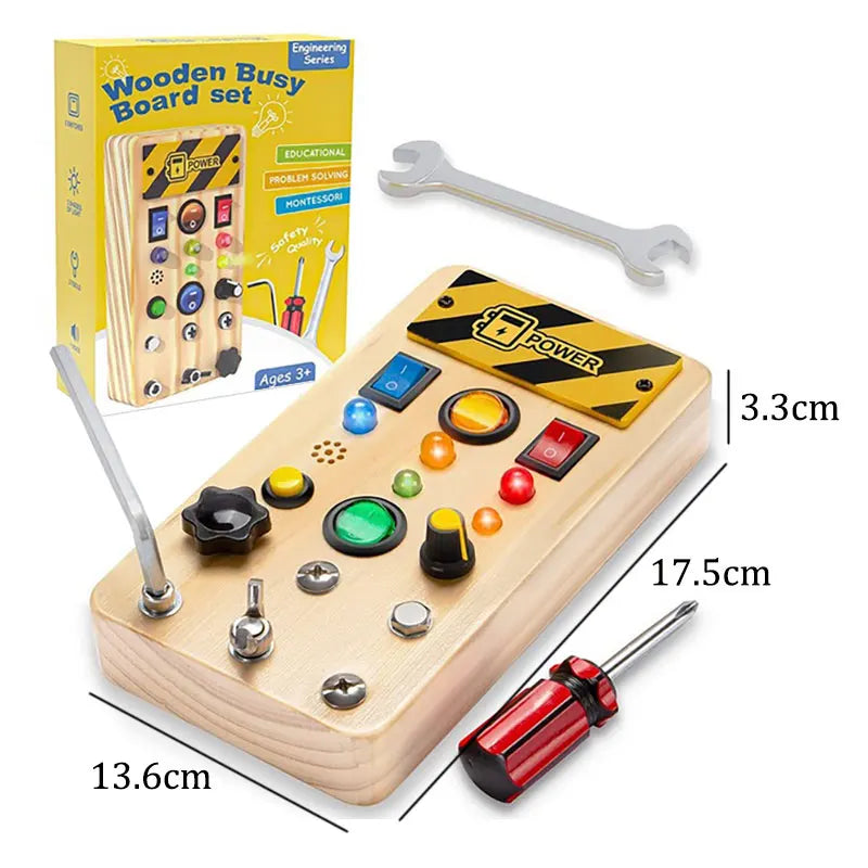 Children Busy Board Montessori Toys Wooden With Led