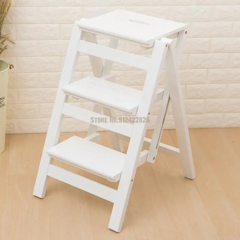 Solid Wood Household Multifunctional Folding Ladder Chair Indoor
