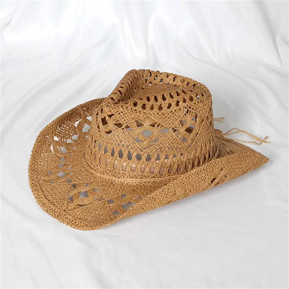 Western Cowboy Straw Hat Summer Men Women Wide