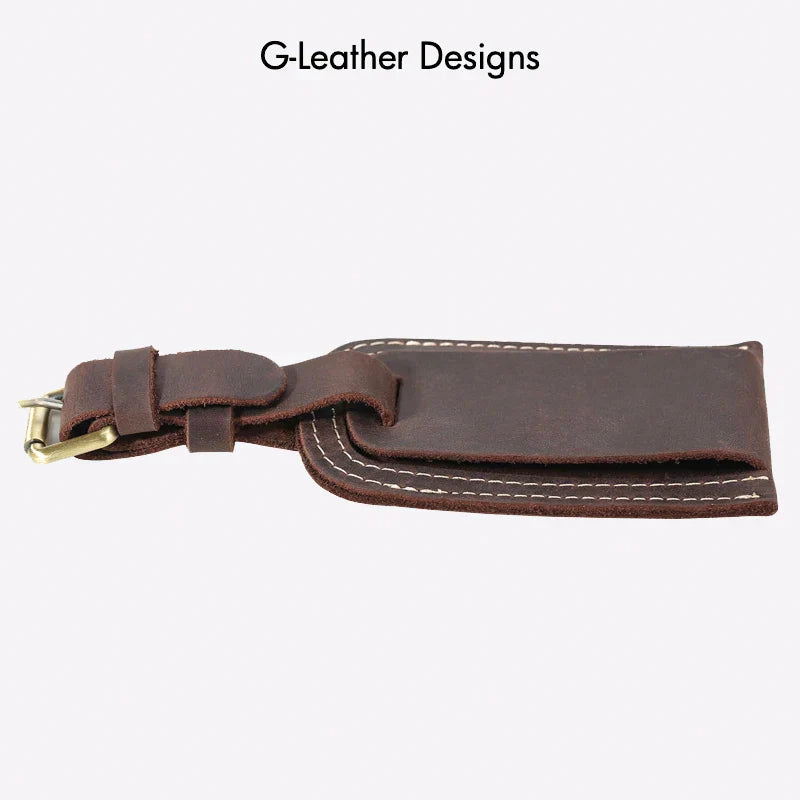 Vintage Genuine Crazy Horse Leather Luggage Tag Suitcase