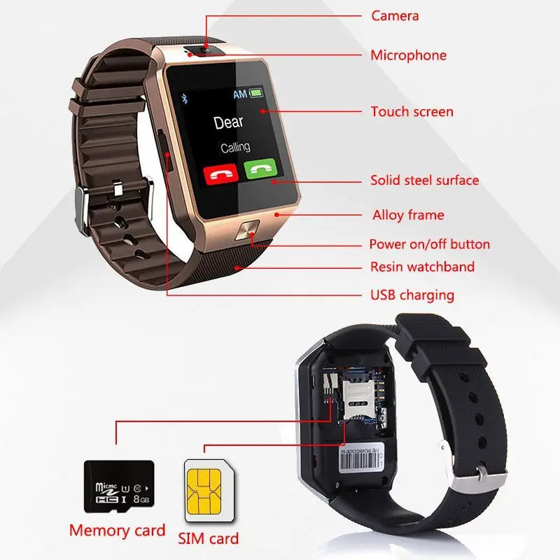 DZ09 Professional Smart Watch 2G SIM TF Camera